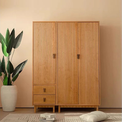 Nordic simple solid wood wardrobe
