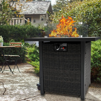 28'' Outdoor Wicker Rattan Fire Pit