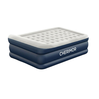 18-in Full with Built-in Pump and 600-lb Capacity - Raised 3-Minute Inflation Guest Bed with Honeycomb Support - Blue