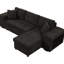 Canapé-lit d'angle moderne avec méridienne de rangement et 2 tabourets, tissu gris anthracite pratique