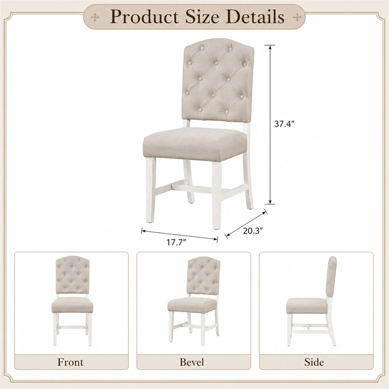Ensemble de 2 chaises de salle à manger rembourrées de style rétro, pieds robustes en bois massif, siège et dossier rembourrés en mousse haute densité, conception ergonomique