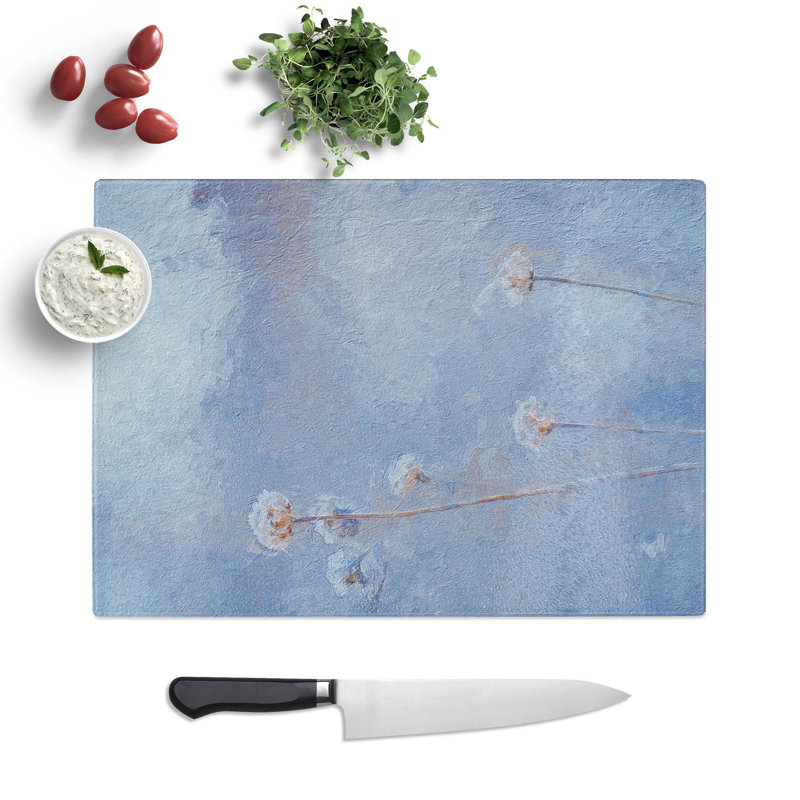 Tempered Glass View of the Wild Flowers Cutting Board, 28.5 cm W x 20 cm L