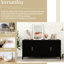 Armoire de rangement Carrera avec motif ondulé, poignées en métal, pour la chambre à coucher, bois massif noir et surface en U