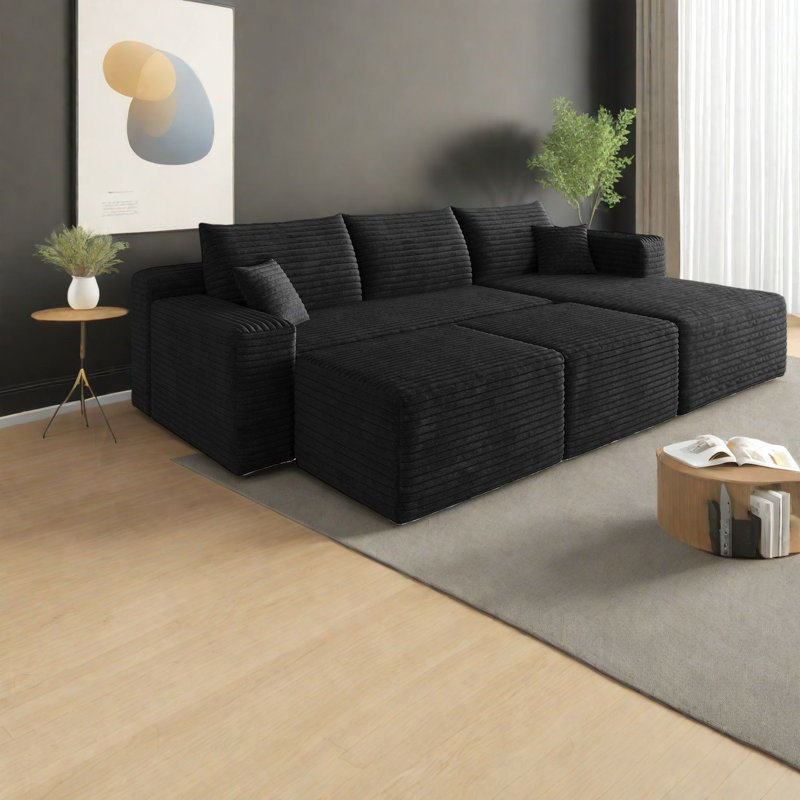 Canapé modulaire en velours côtelé 95 pouces