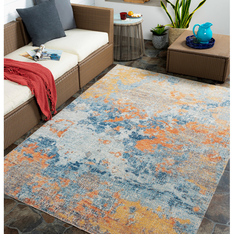 Mckamey Geometric Indoor / Outdoor Rug, Rectangle 6'7" x 9'