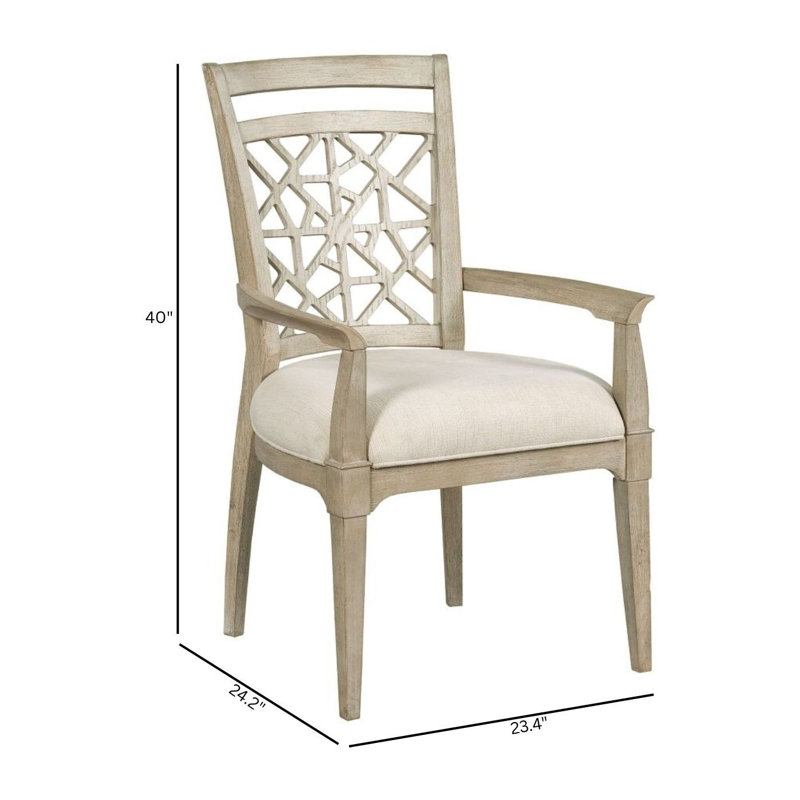 Chaise avec accoudoirs rembourrée de couleur huître Dealmeida