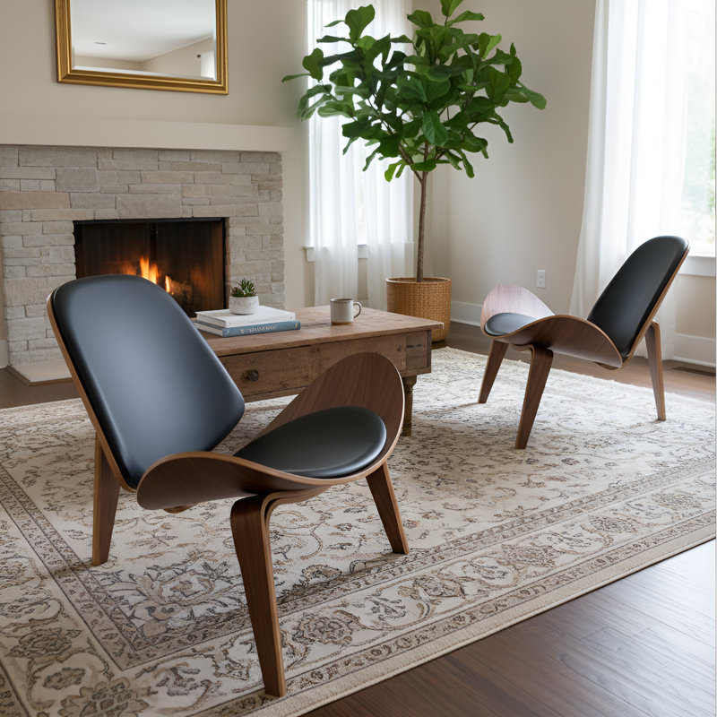 Mid Century Modern Wide Side Accent Chair (Set of 2)