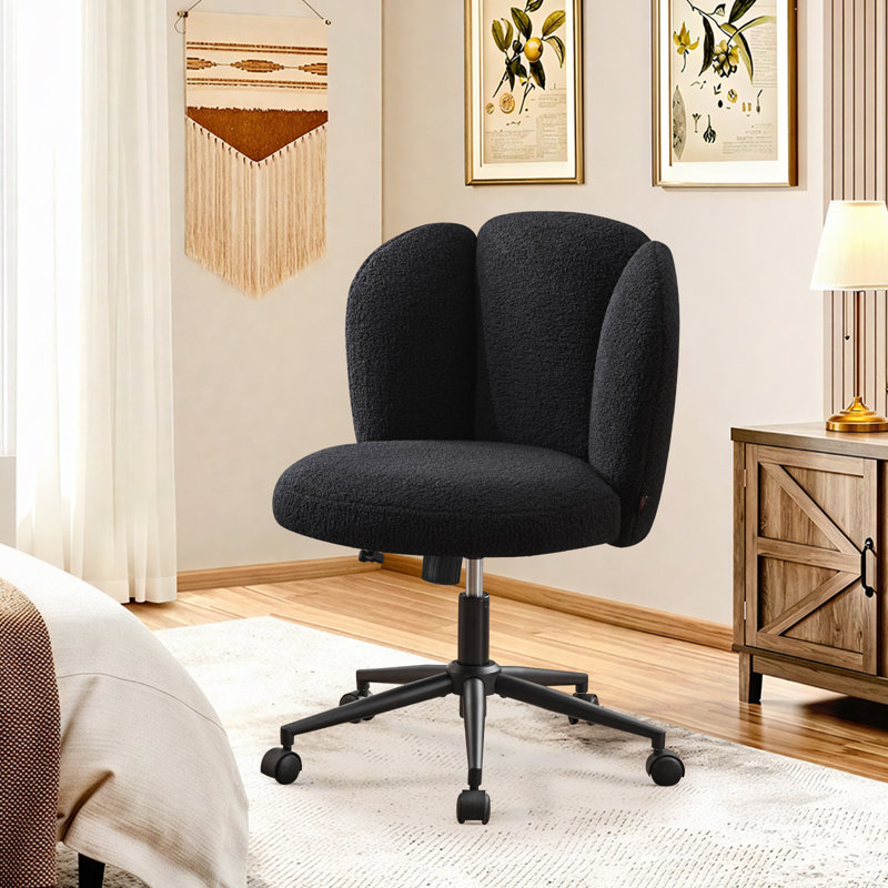 Chaise de bureau pivotante en velours Modern, Noir