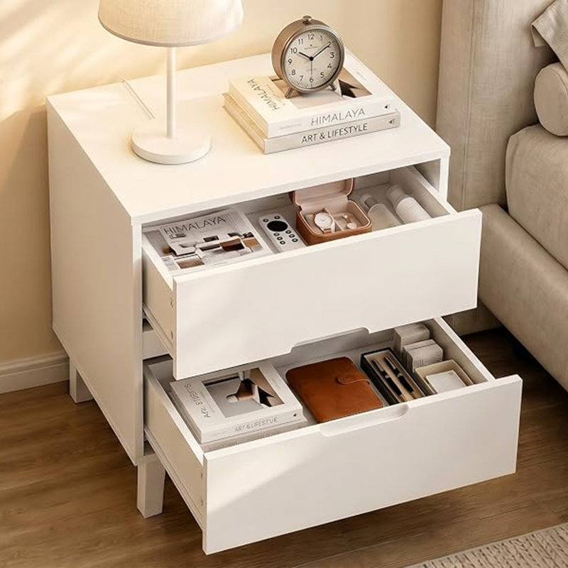 Table de chevet de 22 po avec 2 tiroirs Hanson, table de chevet moderne avec rangement, table de bout pour chambre à coucher, salon, bureau