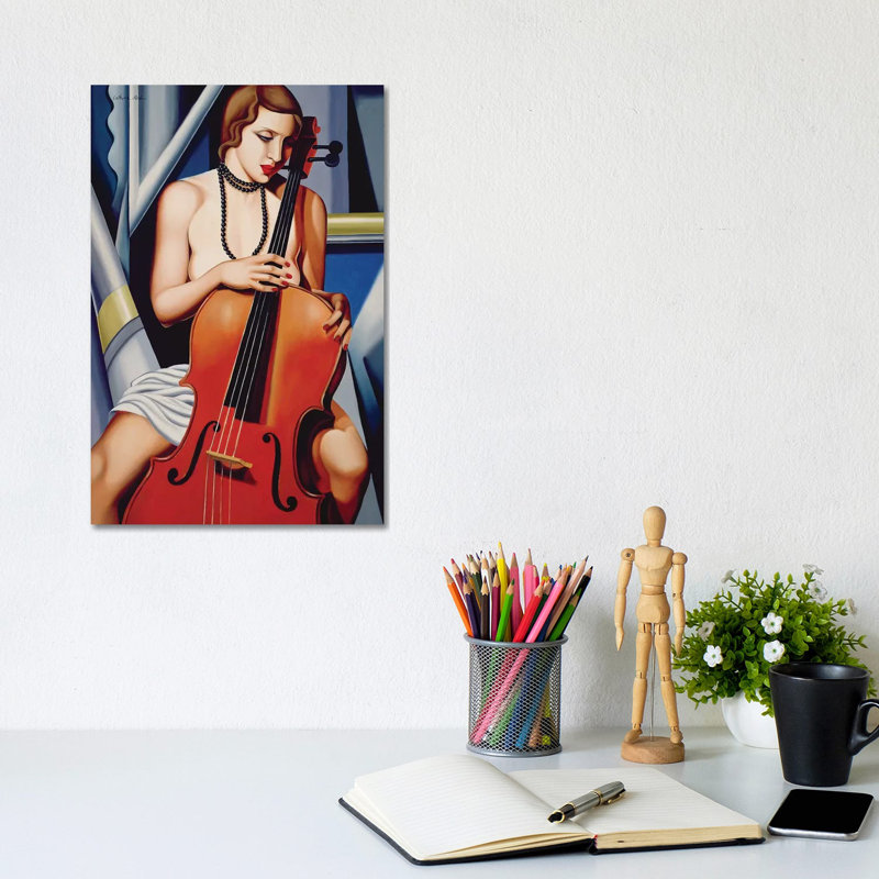 Woman With Cello by Catherine Abel - Wrapped Canvas Painting