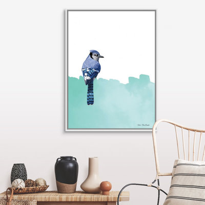 Oiseau sur bleu-reproduction d’art sur toile