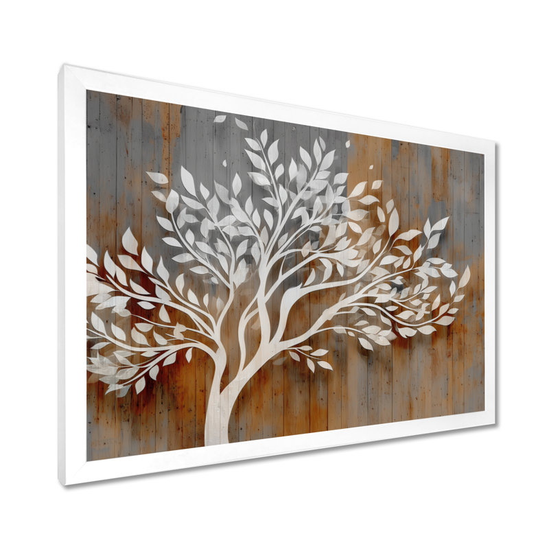 «White Tree of Life On Wood - Tree of Life», impression sur toile spirituelle blanche, H 16 po x l 32 po, Cadre photo unique
