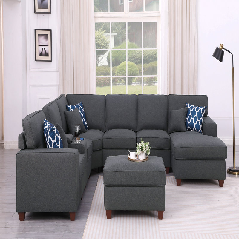 Canapé modulaire 8 pièces avec repose-pieds 8 pièces, Gris foncé