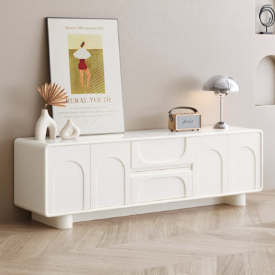 Modern Cream White TV Stand for up to 65" TVs,Entertainment Center for Living Room