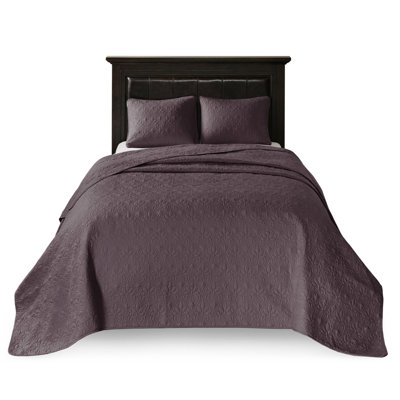 Purple King Reversible Bedspread Collection - With Mesmerizing Pattern Oversized For Ideal Mattress Fit Pre-washed Cotton Filling Serene Nights Includes And 2 Shams Swiftly Machine-washable Bedding