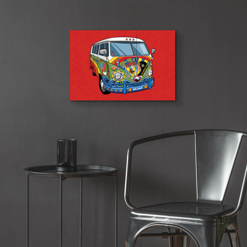 Red Barrel Studio® «Sixty vw Hippy Van» par Ron Magnes, art mural en verre acrylique, ACR-37895, H 16 po x l 24 po x P 0,2 po