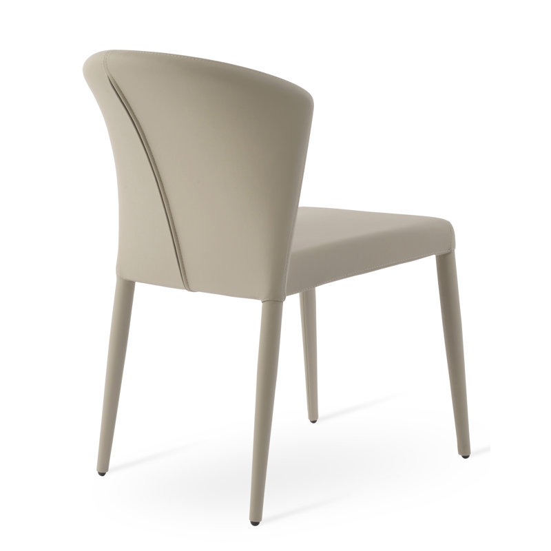 Capri Full Upholstered Stackable Chair, Bone Faux Leather