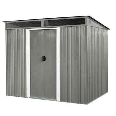 Galvanized Steel Outdoor Storage 8Ft X 6Ft With Lockable Sliding Doors - Keeps Your Items In Good Condition Metal 8 6 Ft Transparent Panel Adds Functionality To Backyard