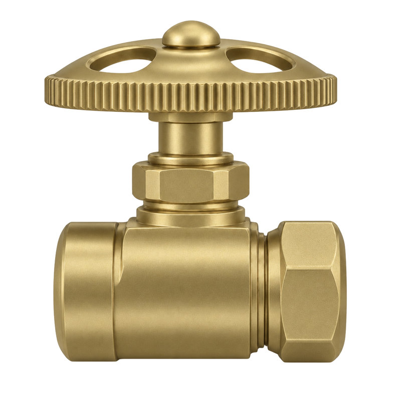 Vanne d'arrêt droite avec joint coulissant 1/2 pouce IPS x 1/2 pouce, Unlacquered Raw Brass