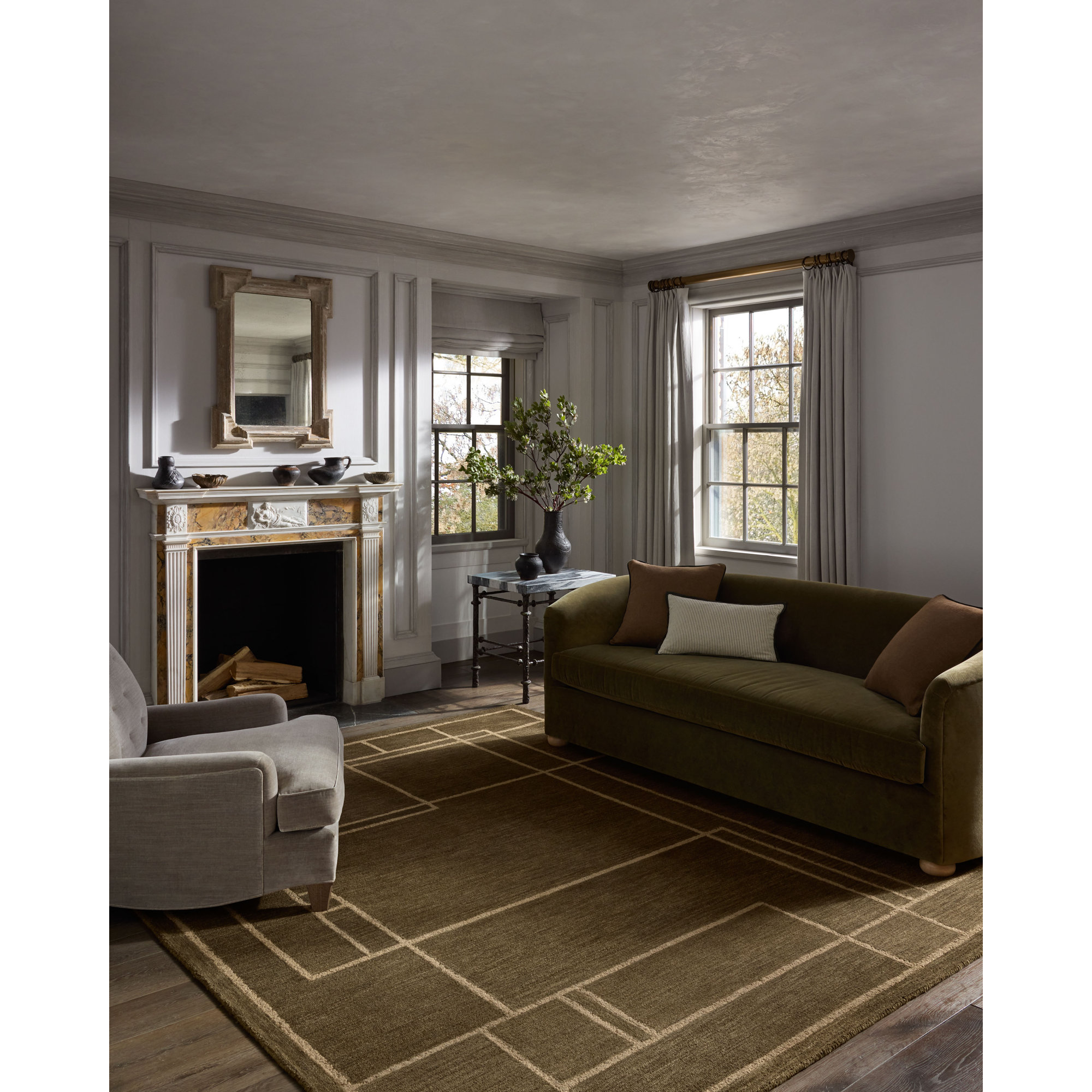 Jeremiah Brent x Loloi Barrow Olive / Natural Area Rug, Rectangle 7'9" x 9'9"