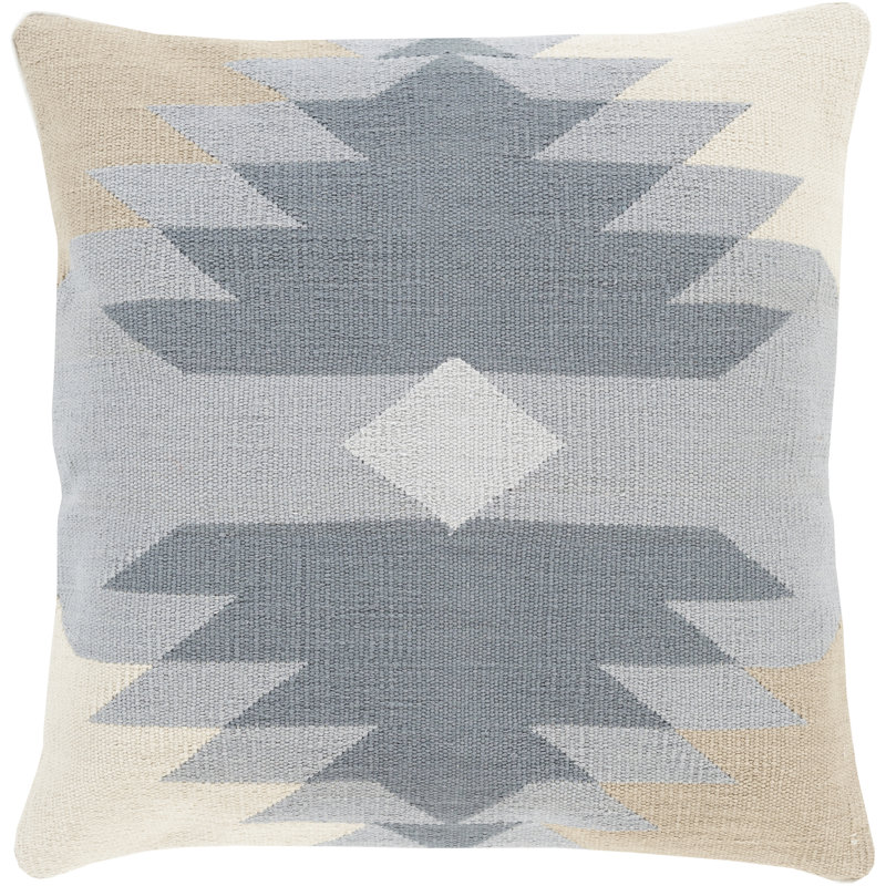 Todd Cotton Throw Pillow, 20" x 20", Light Gray, Down