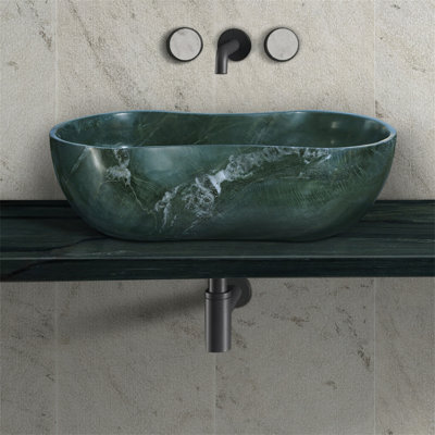 Lavabo vasque de salle de bain en marbre vert naturel