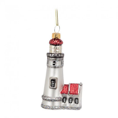 Ornement phare avec toit rouge
