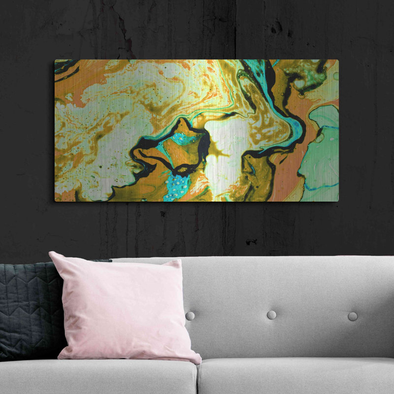 'Orange Lava' Metal Wall Art, 24" H x 48" W