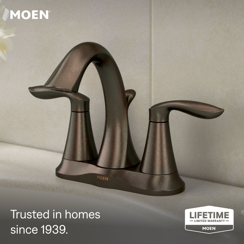 Robinet de salle de bain central avec drain Moen Eva, Bronze frotté à l'huile