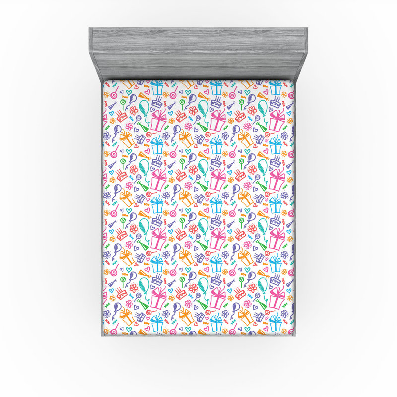 Ensemble de 2 draps-housse Ambesonne Birthday Doodle, Drap-housse très grand californien