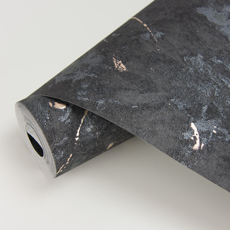 Rouleau de papier peint L 33 pi x l 27,5 po Aruba Marble, Noir