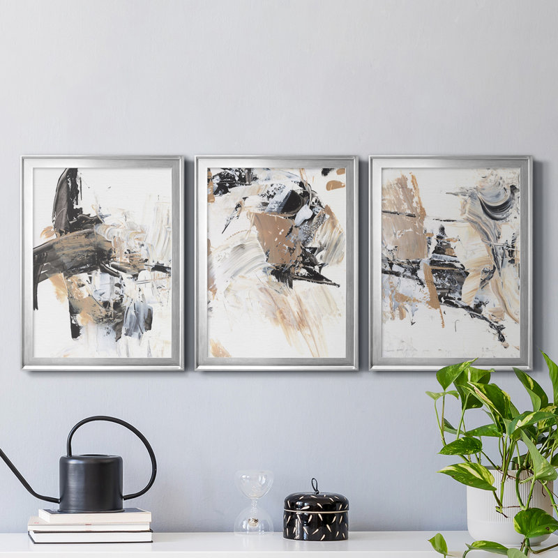 Ruckus I, reproduction encadrée de qualité supérieure - prête à être accrochée, Argent, H 30,5 po x l 67,5 po x P 1 po