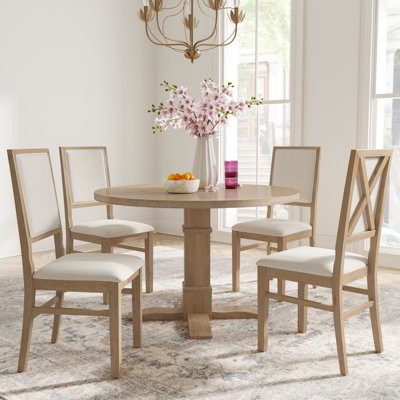 Ensemble de salle à manger 5 pièces avec chaises rembourrées et bois Heymann