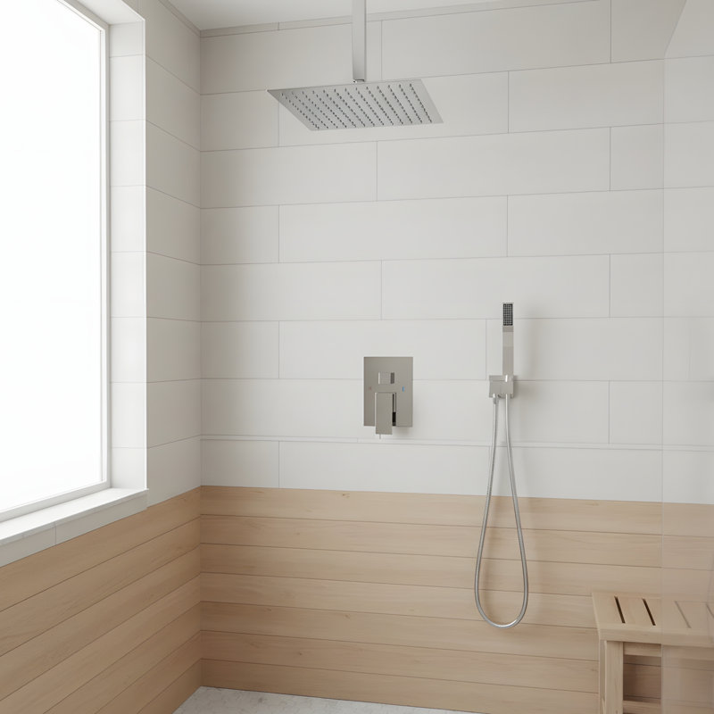 16" Shower Head System Ceiling Mounted Shower, Brushed Nickel