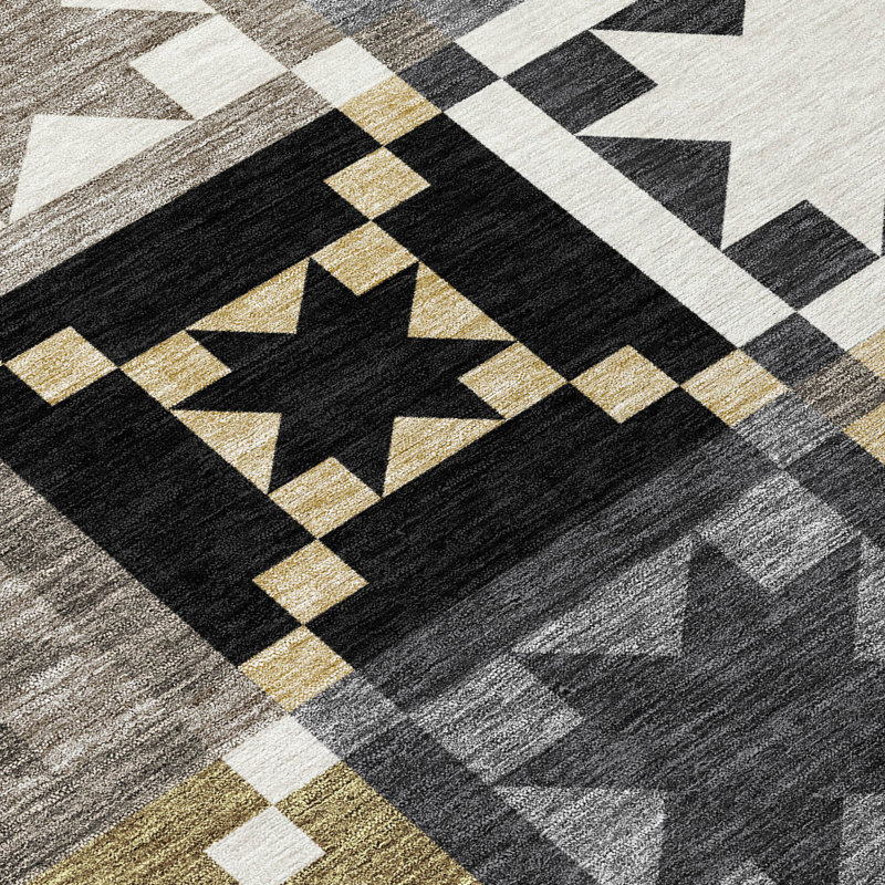Tapis intérieur / extérieur lavable à la machine Chantille ACN2538, Noir, Rectangle 9 pi x 12 pi