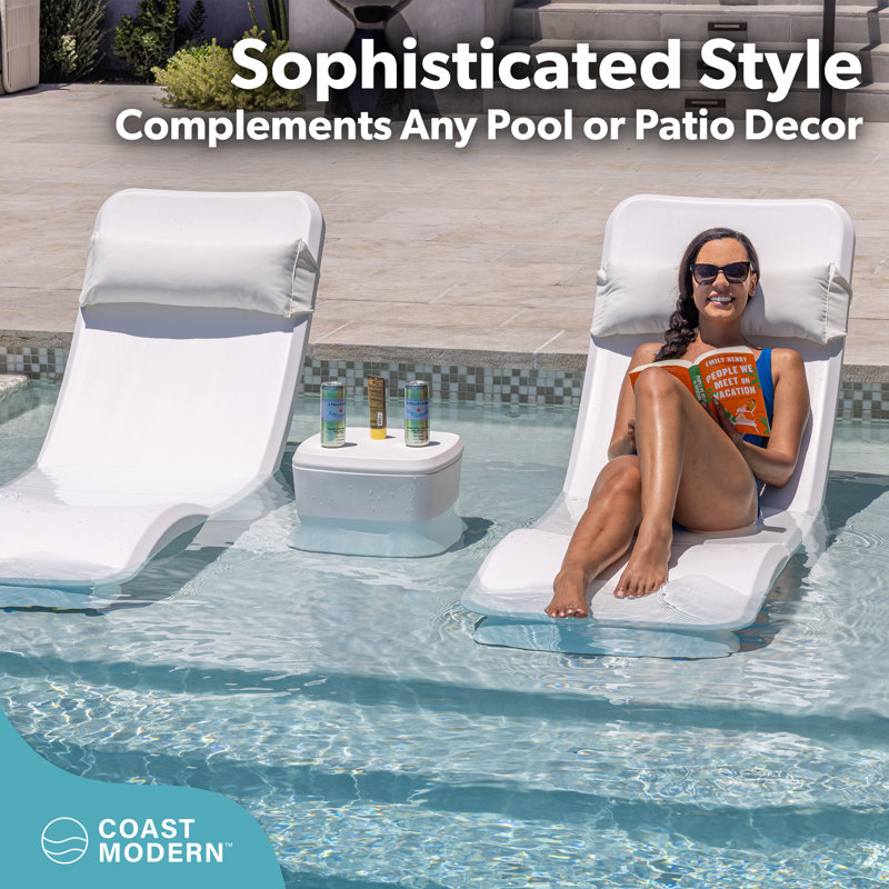 Coast Modern Natural Outdoor Lounge Chair Pillow with Strap - Waterproof Headrest Pillow for Pool Lounger & Patio Chaise Cushion