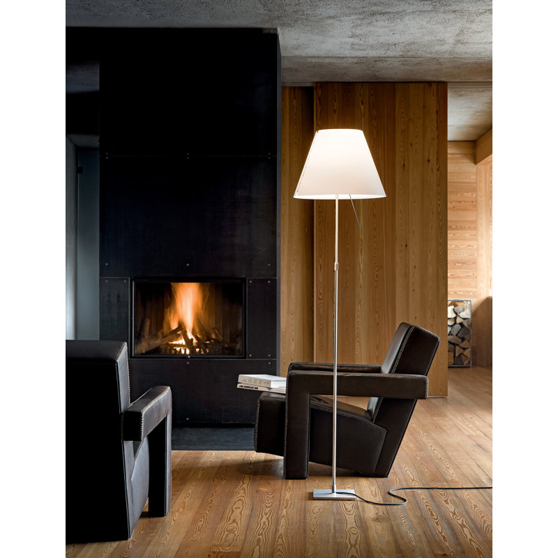 Costanza Floor Lamp with On/Off Switch, Silver, Petroleum Blue