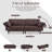 82.7'' Faux Leather Convertible Sofa, Mid Century Modern Leather Futon Sofa Bed with Adjustable Backrest Armrest & Storage Pocket-1003418145-1002287344