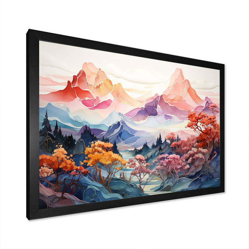 Vue sur les montagnes majestueuses, H 16 po x l 32 po x P 1 po, Cadre simple noir