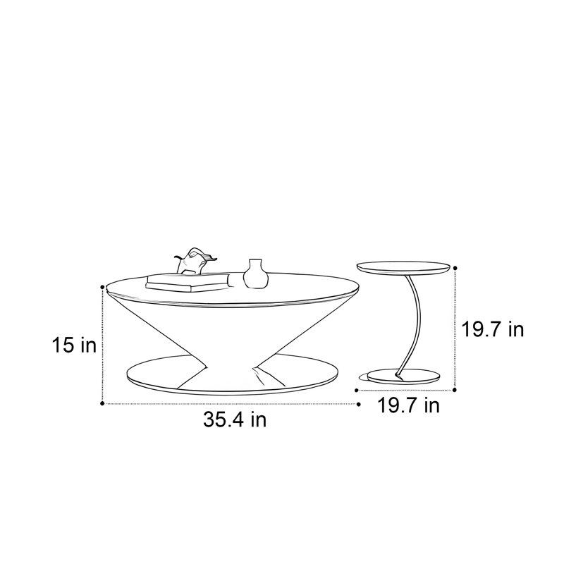 Table basse Luxury, 15" H x 35.4" W x 35.4" D