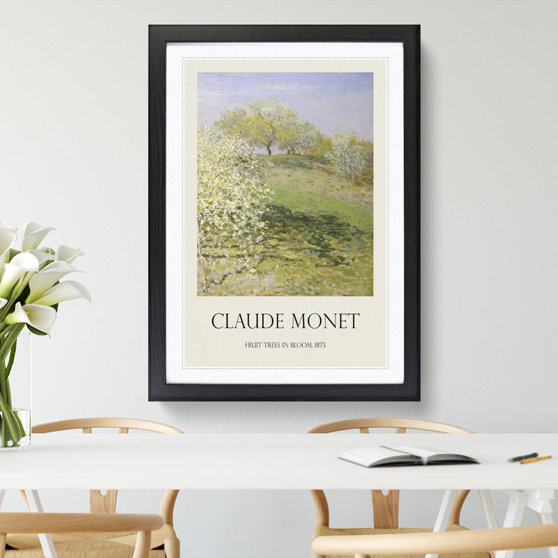 Spring Fruit Trees In Bloom by Claude Monet - Single Picture Frame Print, 48cm H x 36cm W x 2cm D, Black Framed