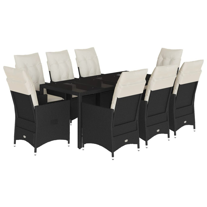  Garden Dining Set Black, Cream, Without footrest, 74.8" x 35.4" x 29.5", 8