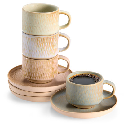 Multicolore, ensemble de 4 tasses à espresso et soucoupes espresso