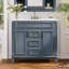 Meuble-lavabo moderne avec lavabo supérieur, 2 portes à fermeture douce et 2 tiroirs-1894975820
