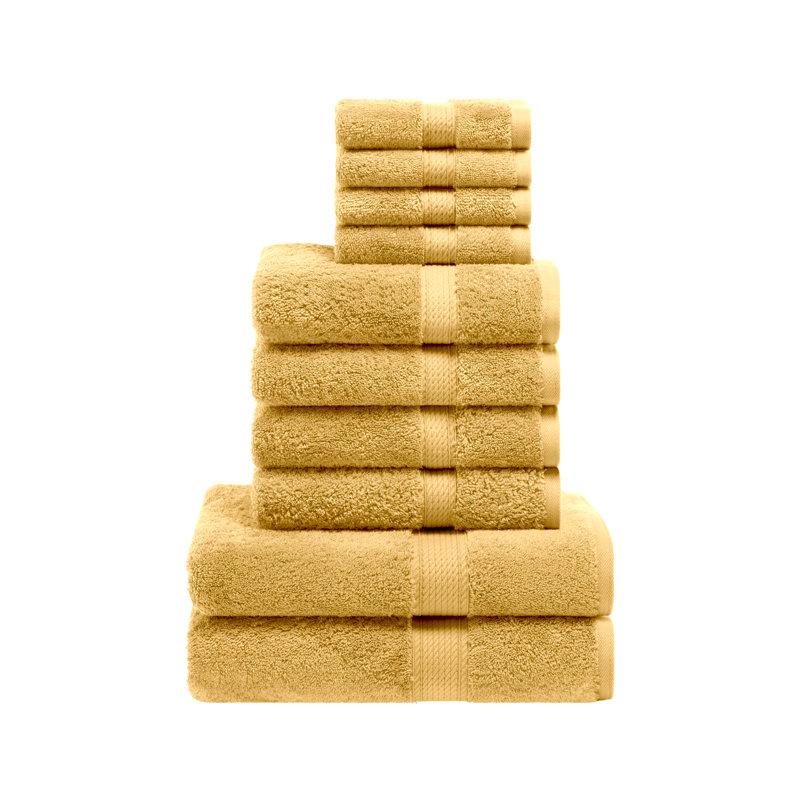Scotia Egyptian Cotton Bath Towel Set, Gold, 10Pc Towel Set (2Bath, 4Hand, 4Face)
