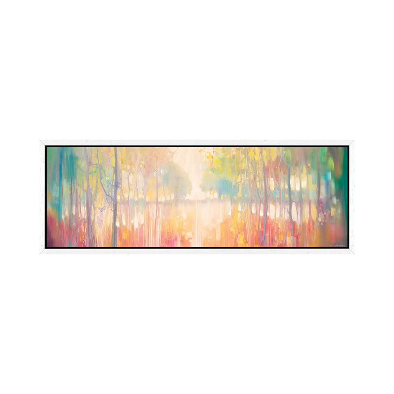 Autumn Calls, Panoramic Wide Canvas Of Lake Through Autumn Trees by Gill Bustamante - Panoramic Painting on Canvas