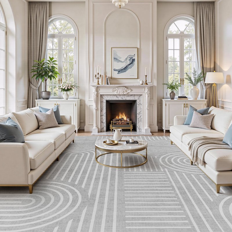 Washable Farmhouse Modern Soft Area Rug  Non-Slip Carpet for Bedroom Living Room - Gray, Rectangle 9' x 12', Gray