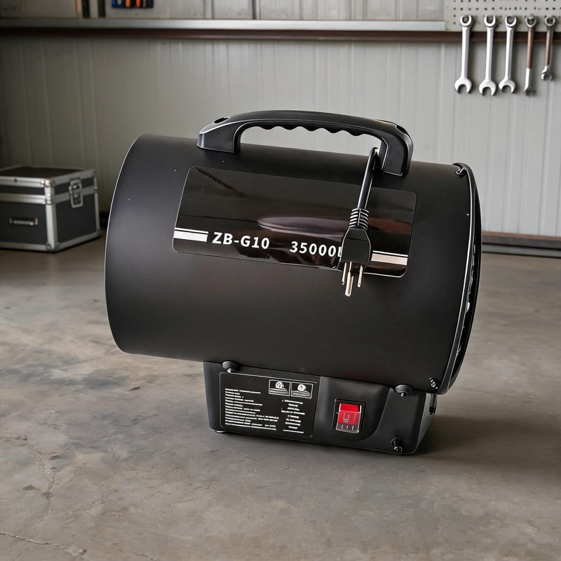 35,000 BTU Portable Propane Forced Air Heater, 10KW Garage & Jobsite Space Heater Tip-Over Protection, Black