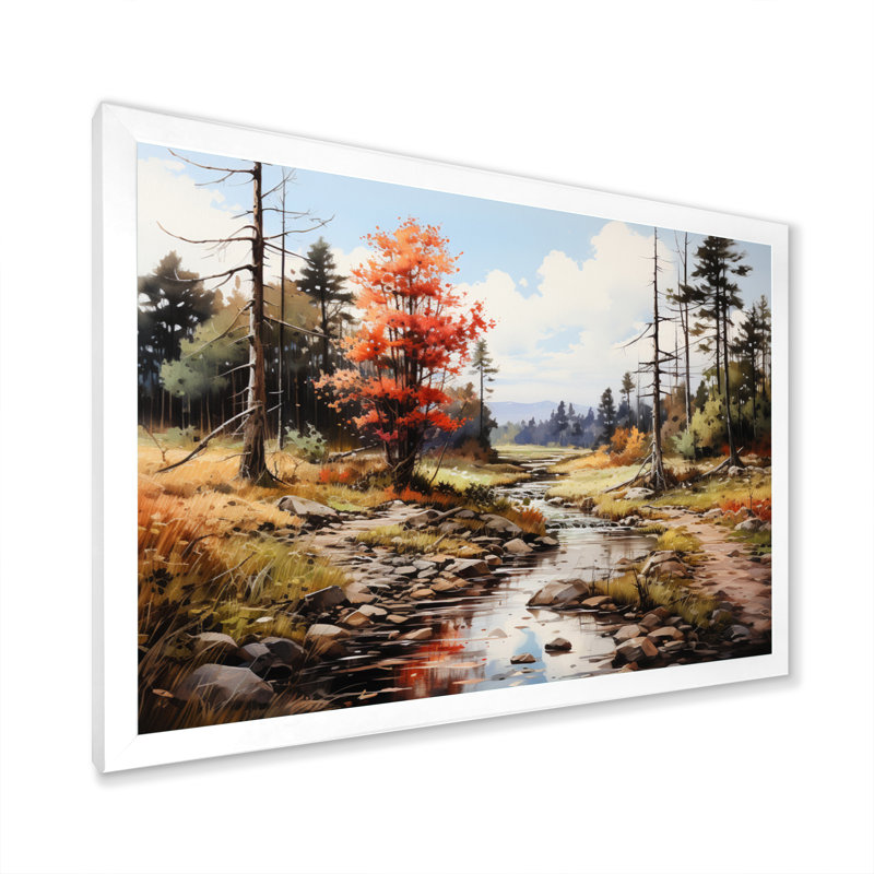 " Forest Adirondack Mountains ", H 16 po x l 32 po x P 1 po, Cadre simple blanc