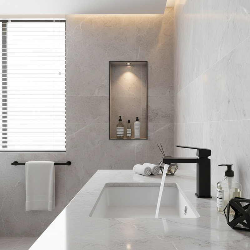 Modern Single Handle Bathroom Faucet, Matte Black